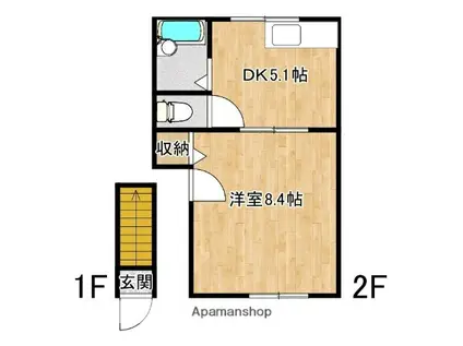 ゴールド鷹(1DK/2階)の間取り写真