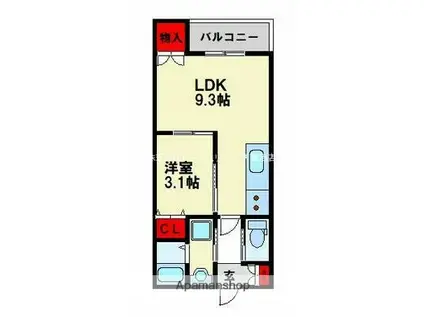 リベルタ基山(1LDK/1階)の間取り写真
