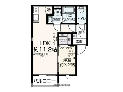 PENTAS久留米(1LDK/1階)の間取り写真