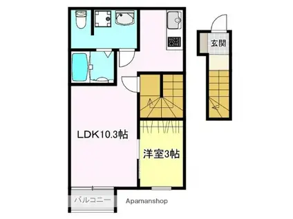 CASA上津(1LDK/2階)の間取り写真