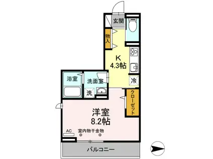 Dーメゾン A棟(1K/3階)の間取り写真