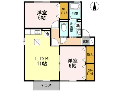 アパルトマントNFBB棟(2LDK/1階)の間取り写真