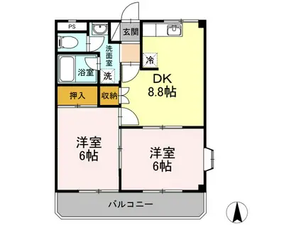 シティパラス蔵上(2LDK/2階)の間取り写真