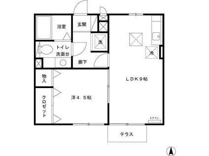 チャーム スクエアー(1LDK/1階)の間取り写真
