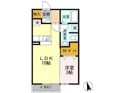 ガーデンフォレスト(1LDK/2階)の間取り写真