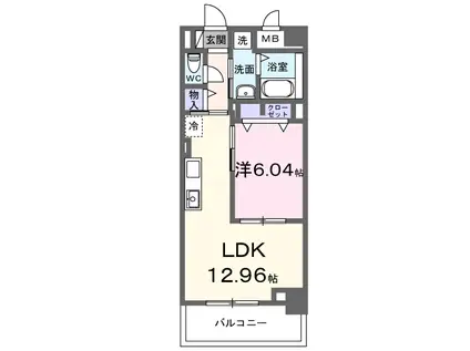 メルベージュ久留米(1LDK/6階)の間取り写真