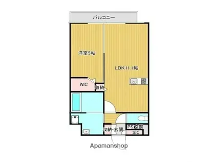 フェリシエ久留米(1LDK/2階)の間取り写真