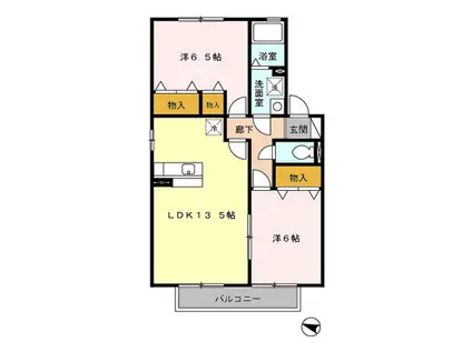ヴェルドミール・大山(2LDK/2階)の間取り写真
