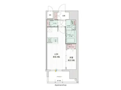 グランフォーレ久留米駅プレミア(1LDK/8階)の間取り写真