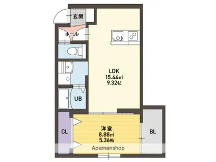 VIRIO合川(1LDK/3階)の間取り写真