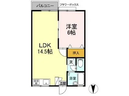 Mコーポ(1LDK/2階)の間取り写真