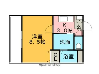 グリーンハイツ向野2(1K/1階)の間取り写真