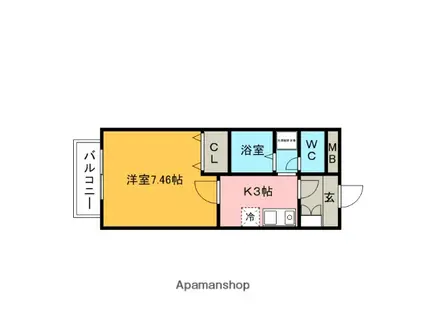 メゾン・ド・アブリール(1K/3階)の間取り写真