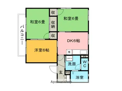 アーバンライフ旗崎(3DK/2階)の間取り写真