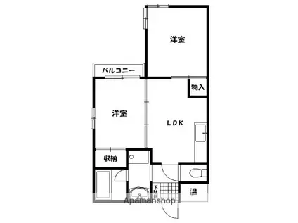 ニューハイム室見(2DK/3階)の間取り写真