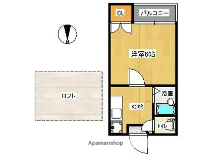 ポーラス(1K/2階)の間取り写真