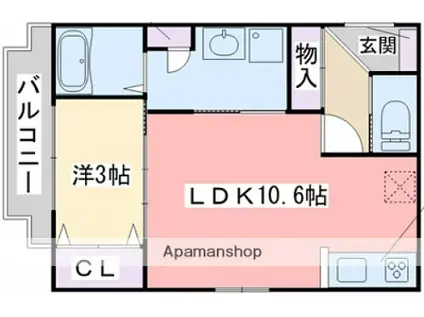 フォレストヴィラ今宿Ⅱ(1LDK/1階)の間取り写真