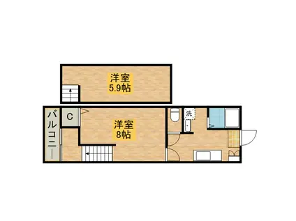 テラシオ周船寺(1K/1階)の間取り写真