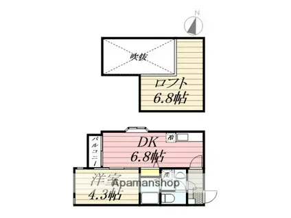 ポラリス周船寺2(1DK/2階)の間取り写真
