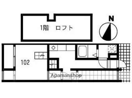 カンステレイションⅣ(1K/1階)の間取り写真