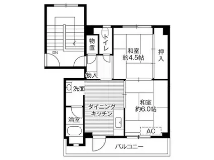 ビレッジハウス津沢2号棟(2DK/5階)の間取り写真