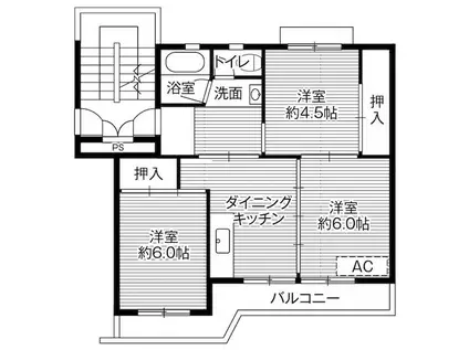 ビレッジハウス井村2号棟(3DK/2階)の間取り写真