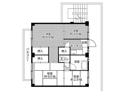 ビレッジハウス高花平2号棟(4K/2階)の間取り写真