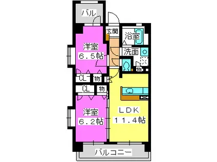 ヴィーブル(2LDK/5階)の間取り写真