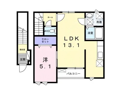 レ セレニタ(1LDK/2階)の間取り写真