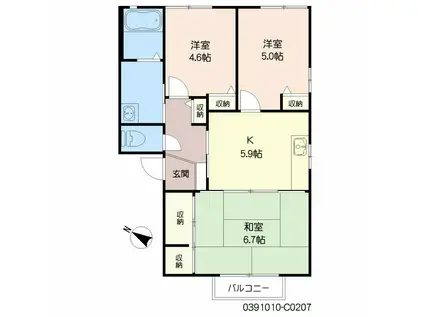 ルポ・エミナーンス C棟(2LDK/2階)の間取り写真