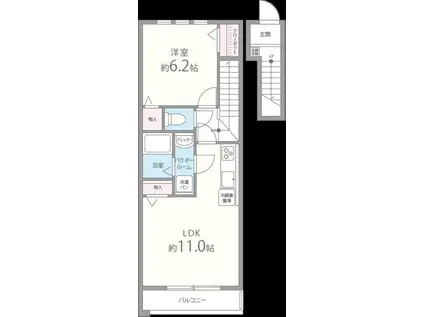 ブリーズドゥースII(1LDK/2階)の間取り写真