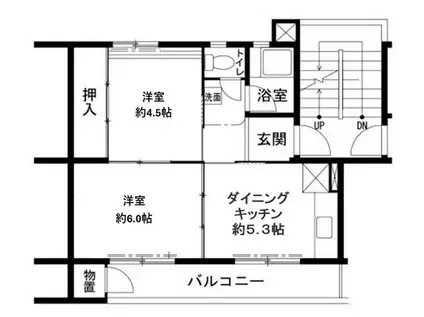 ビレッジハウス鳴滝33号棟(2DK/5階)の間取り写真