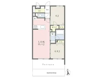 LOCRAS ATAGO(2LDK/1階)の間取り写真