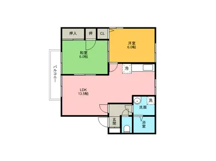 エレガンス(2LDK/1階)の間取り写真