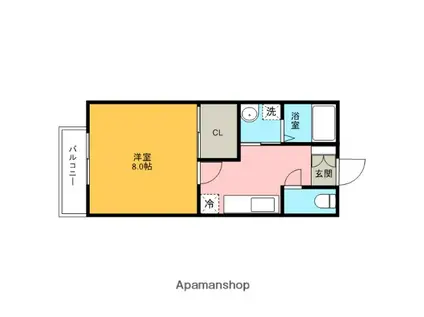 ペイサージュ桜(1DK/2階)の間取り写真