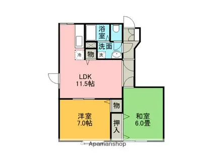 プレイスメゾンⅢ(2LDK/1階)の間取り写真