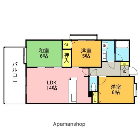 サンセーヌ百道(3LDK/4階)の間取り写真