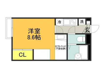 レオパレス稲荷町(1K/1階)の間取り写真