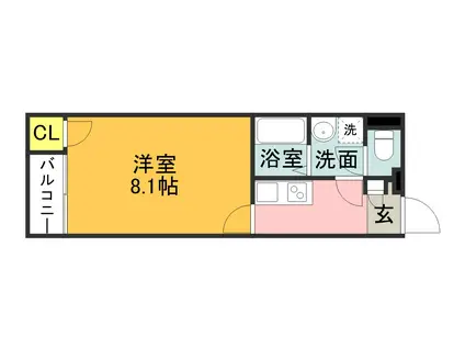 クレイノレグルスⅡ(1K/1階)の間取り写真