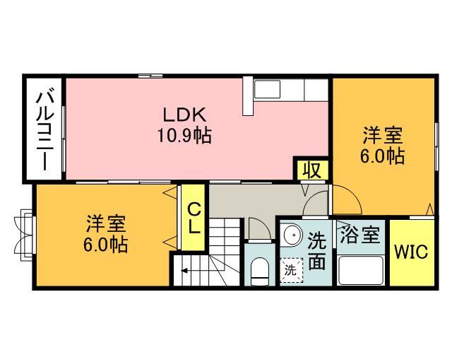 アヴェンタ ドールⅡ(2LDK/2階)の間取り写真