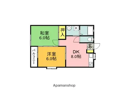 コーポラスFK(2DK/1階)の間取り写真