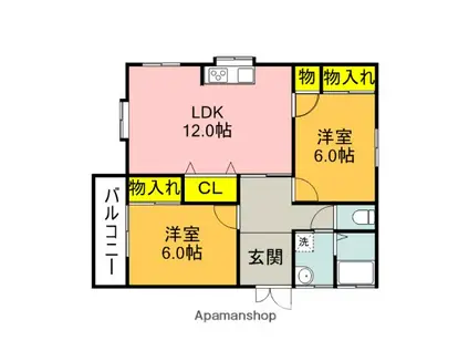 パープルヴィレッジ(2LDK/1階)の間取り写真