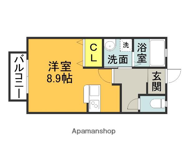 ライフステージ新町F(1K/1階)の間取り写真