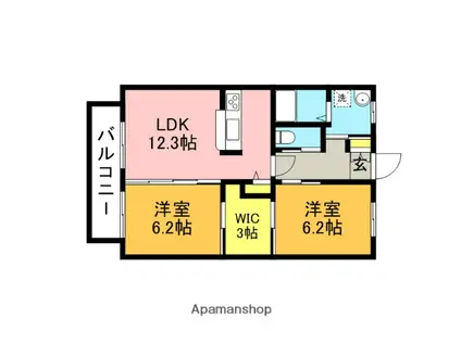 プリエールヒルB棟(2SLDK/2階)の間取り写真