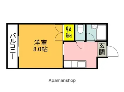 ラベンダーハウス桐ヶ丘(1K/1階)の間取り写真