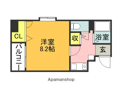 ハインズMⅢ(1K/4階)の間取り写真