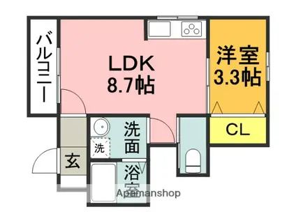 エルメゾン後藤寺(1LDK/1階)の間取り写真
