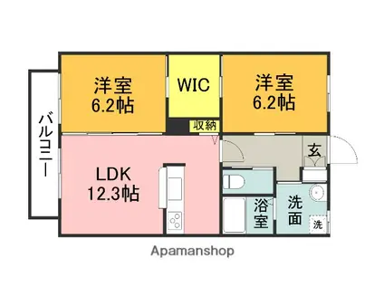 ジュラレ コート(2LDK/2階)の間取り写真