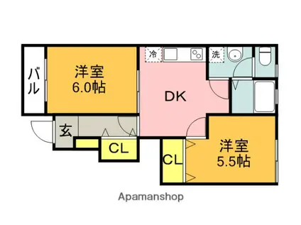 MIKI HOUSE Ⅳ(2DK/1階)の間取り写真