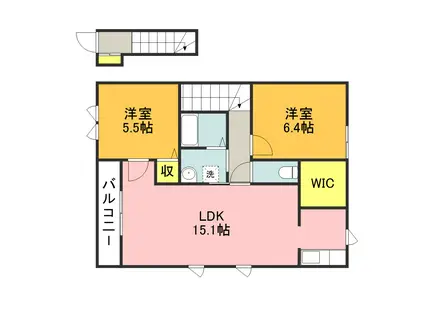 ELLE GARDENⅡC(2LDK/2階)の間取り写真